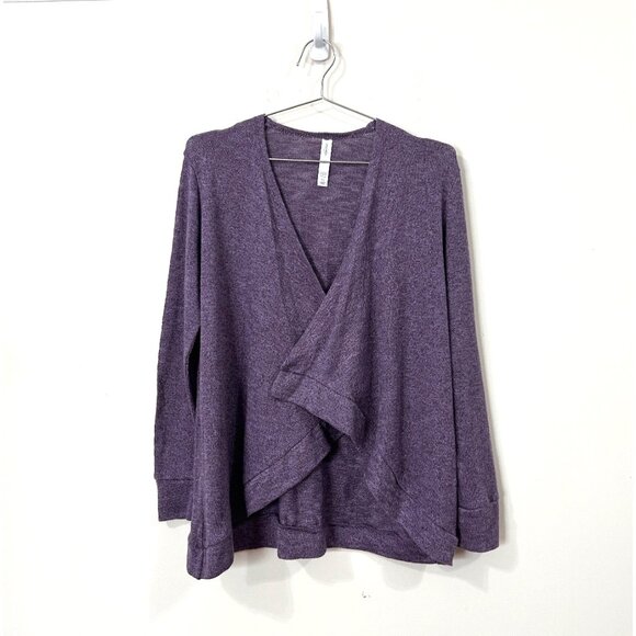 Gilligan & O’Malley Heathered Purple Cascading Open Front Cardigan Sweater XS/S - Picture 1 of 11